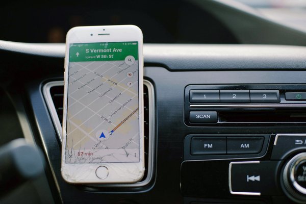 Phone on the car seeing a Google maps